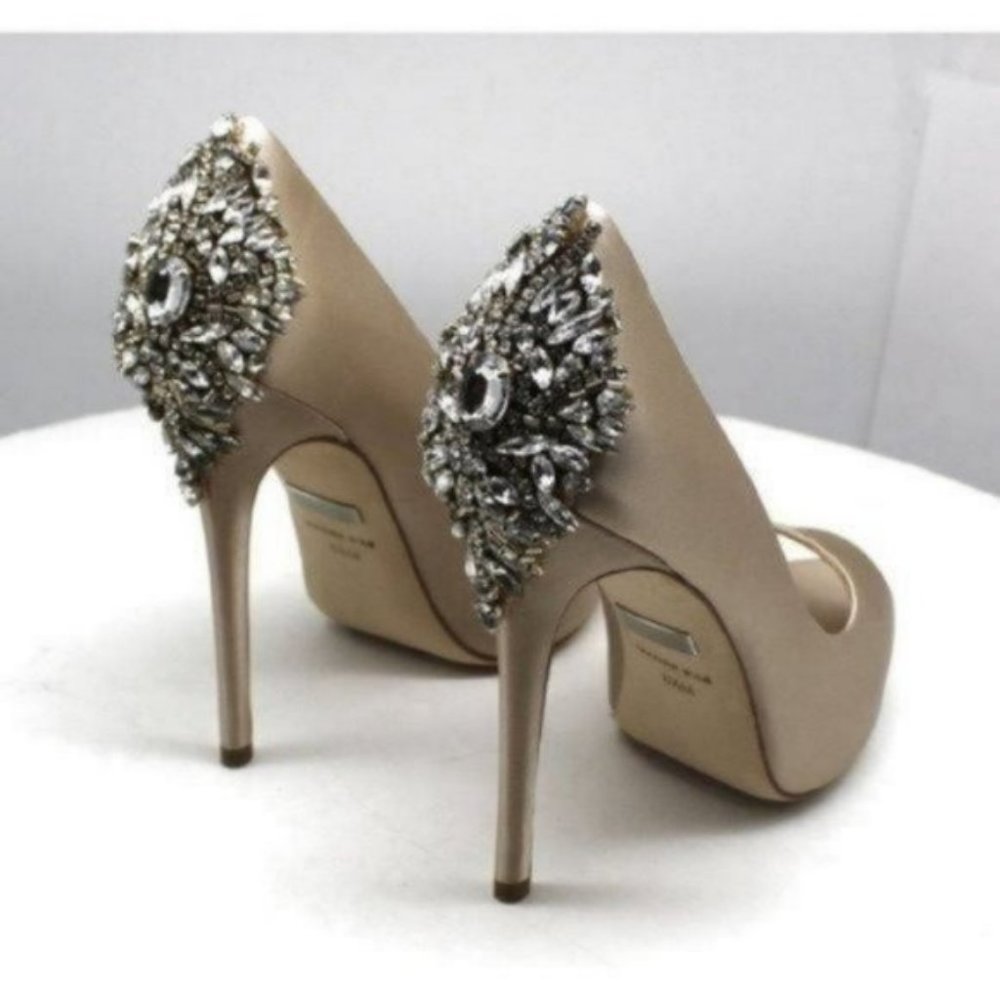 Badgley Mischka Kiara Embellished Peep-Toe Evening Pumps(size 8.5) - Picture 3 of 5